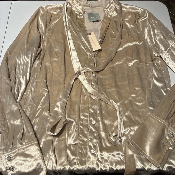 NWT Anthropologie Maeve Velour Tie Tunic in Silver Size 8 - Picture 3 of 10
